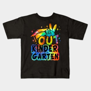 Peace Out Kindergarten Graduate Last Day Of School Tie Dye Kids T-Shirt